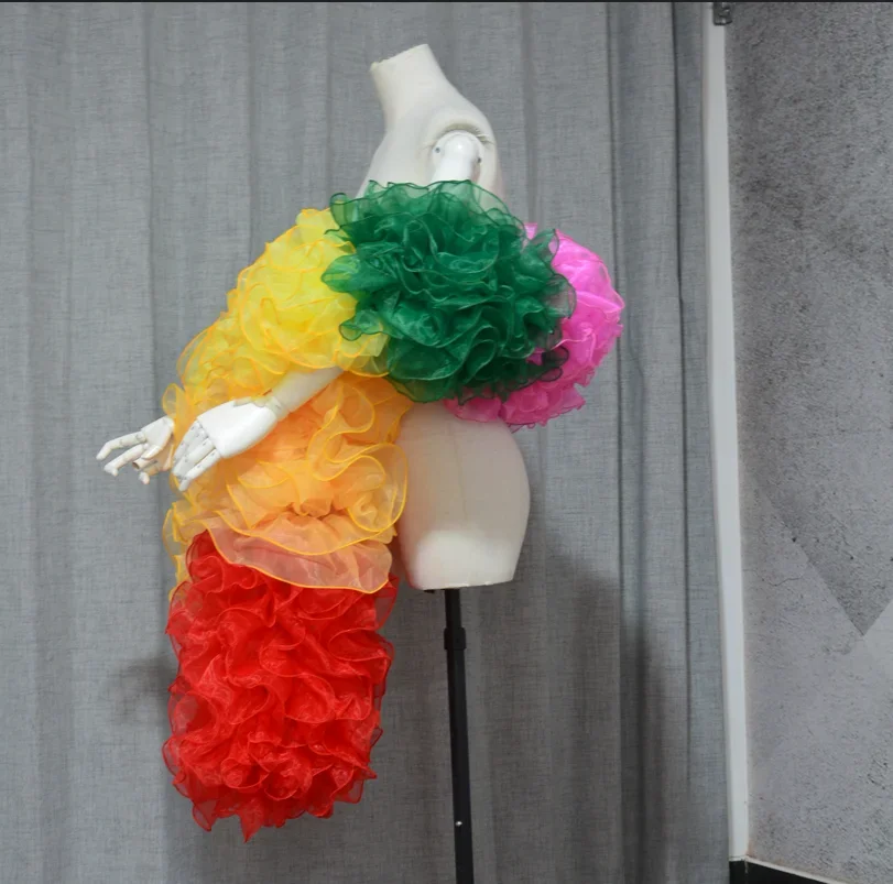 Rainbow Organza Ruffle Boa Drag Queen Diva Custom Made Pride custom color