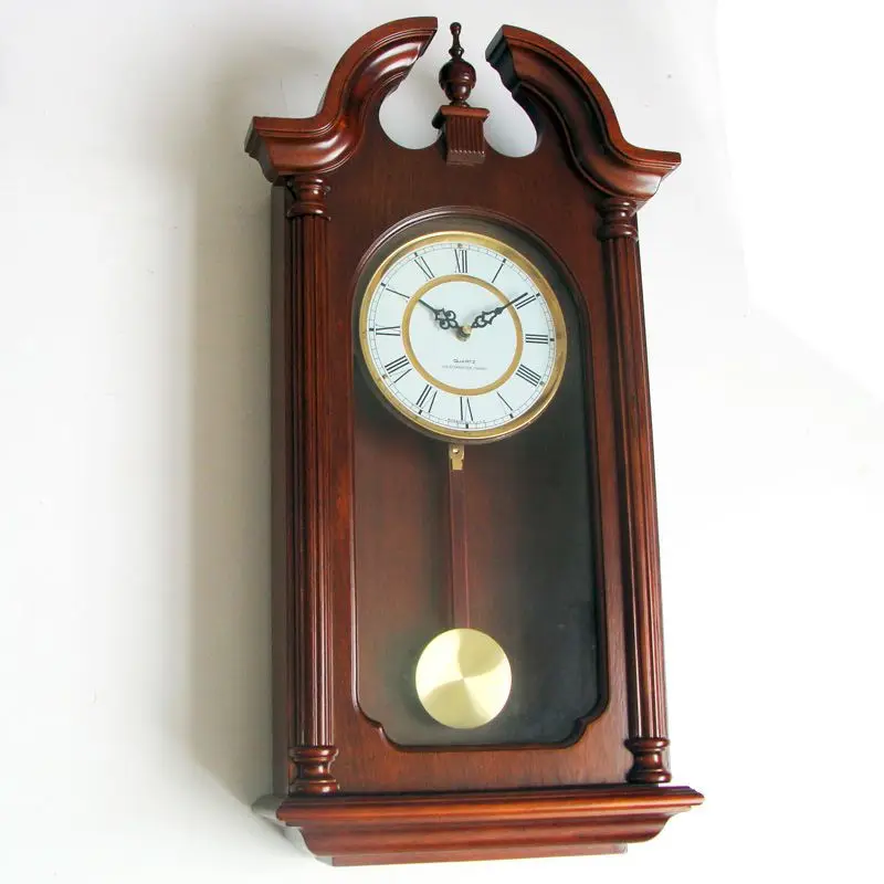 Solid Wood Wall Clock Retro Simple Pendulum Clock Living Room Decoration Wall Watch Multifunctional Home Decoration Ornaments