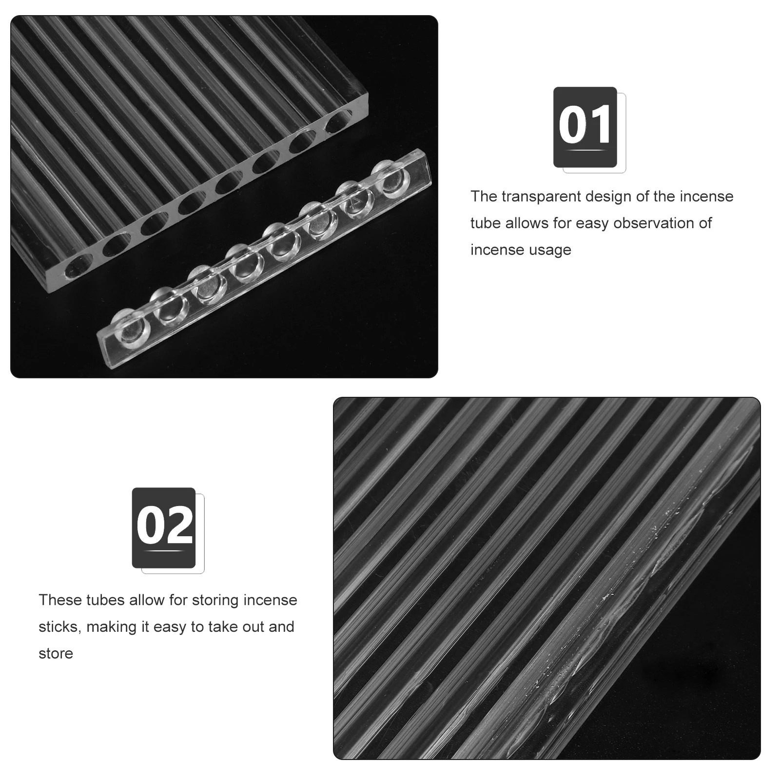 

3pcs Incense Storage Acrylic Container Holder Incense Tube Holder Transparent Sticks 8 Short Size Protective Packaging Tool