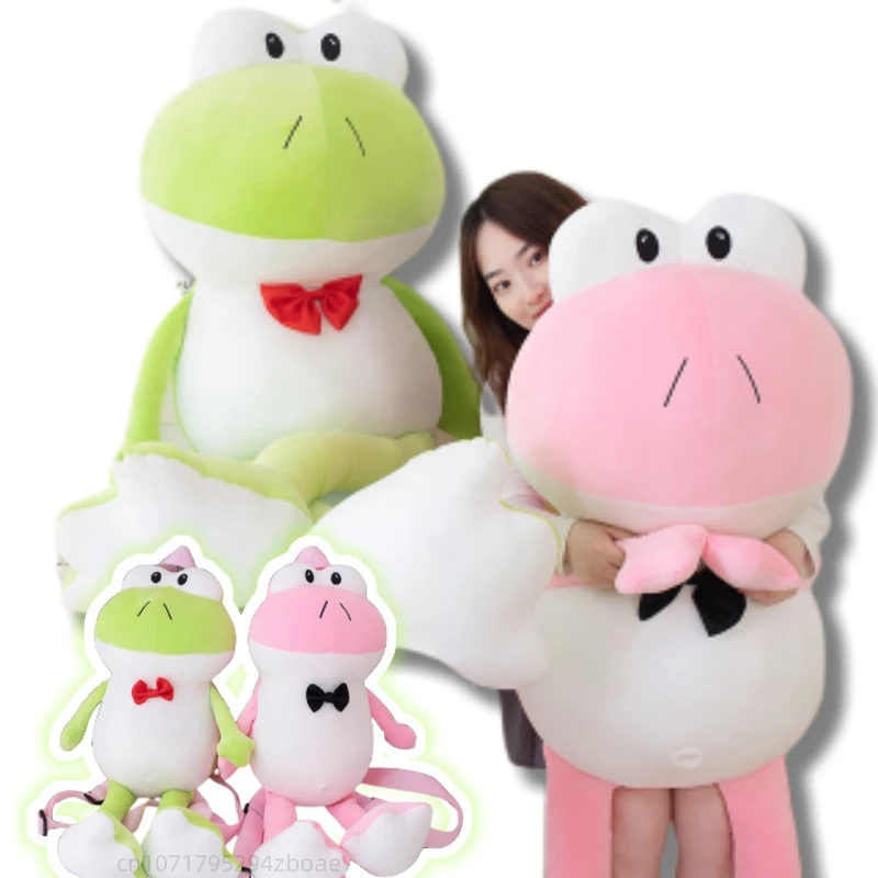 New Gaint Creative Gentleman Frog Plush Doll Backpack Green Pink Tie Frog Plush Toy Pillow Super Soft Gift For Boys And Girls