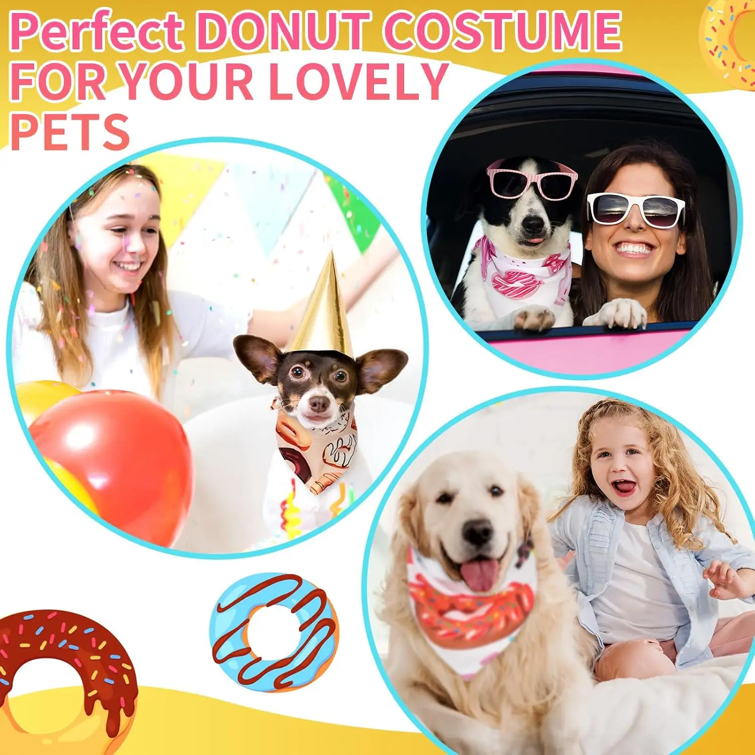 100 Stück Donut-Hundehalstücher im Großpack, Halloween-Haustier-Halstücher für mittelgroße und große Hunde, Thanksgiving- und Weihnachts-Kostümdekoration – Detail 1