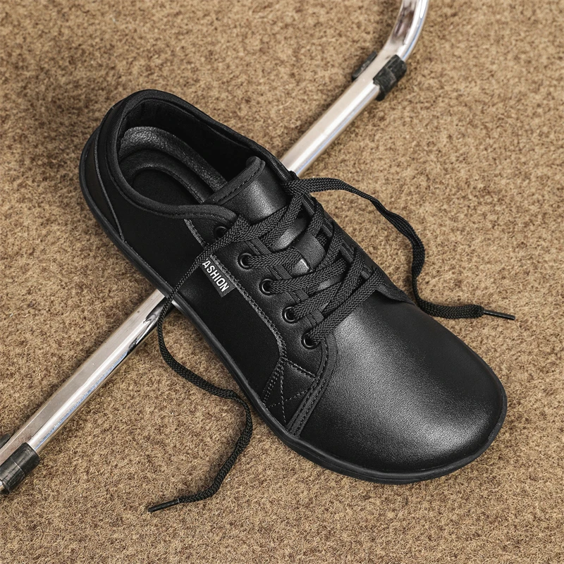 Sapatos de couro largos com os pés descalços para homens e mulheres, tênis unissex, apartamentos para caminhadas, ao ar livre, minimalistas, zero drop, conforto casual, tamanho grande