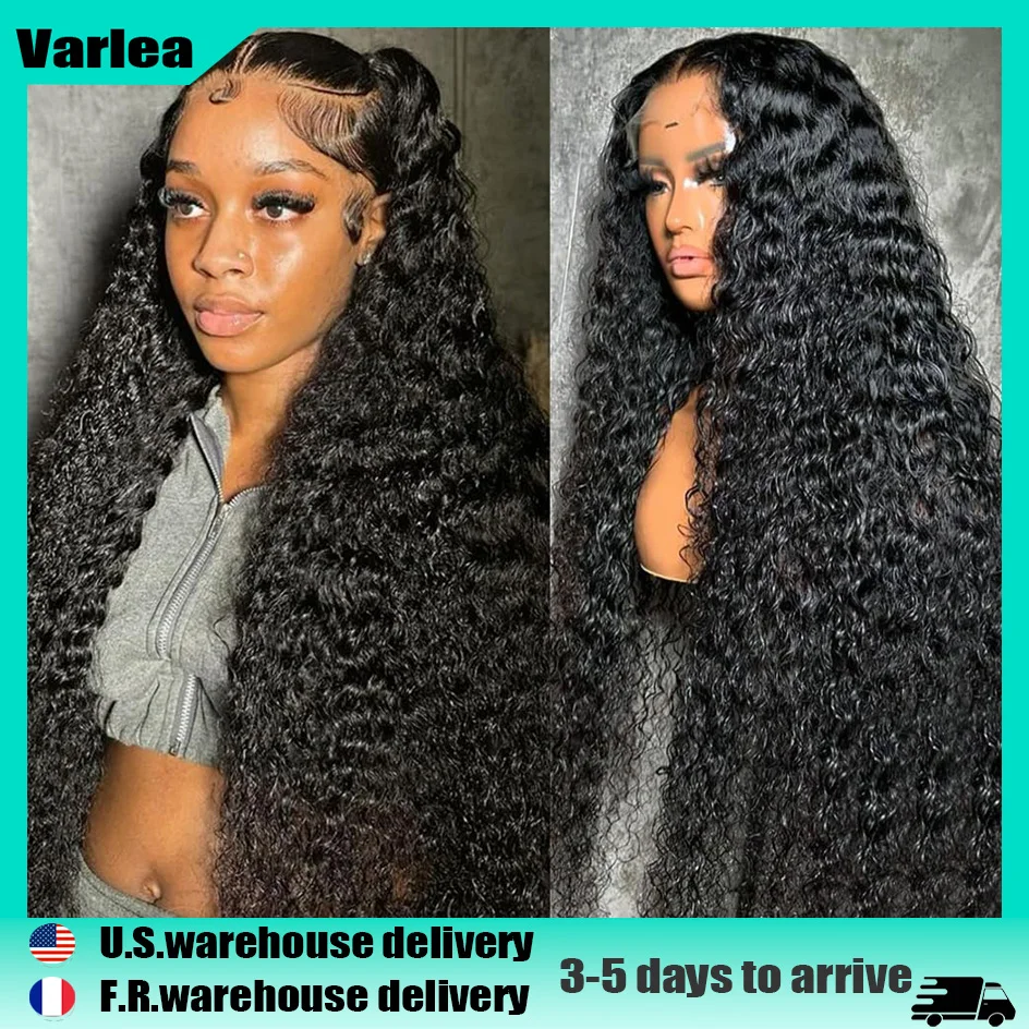 

Varlea 40 Inch Deep Wave Frontal Wig 13x6 Lace Curly Hd Lace Wig 13x4 Human Hair Water Wave Human Hair Wig Black Wig For Women