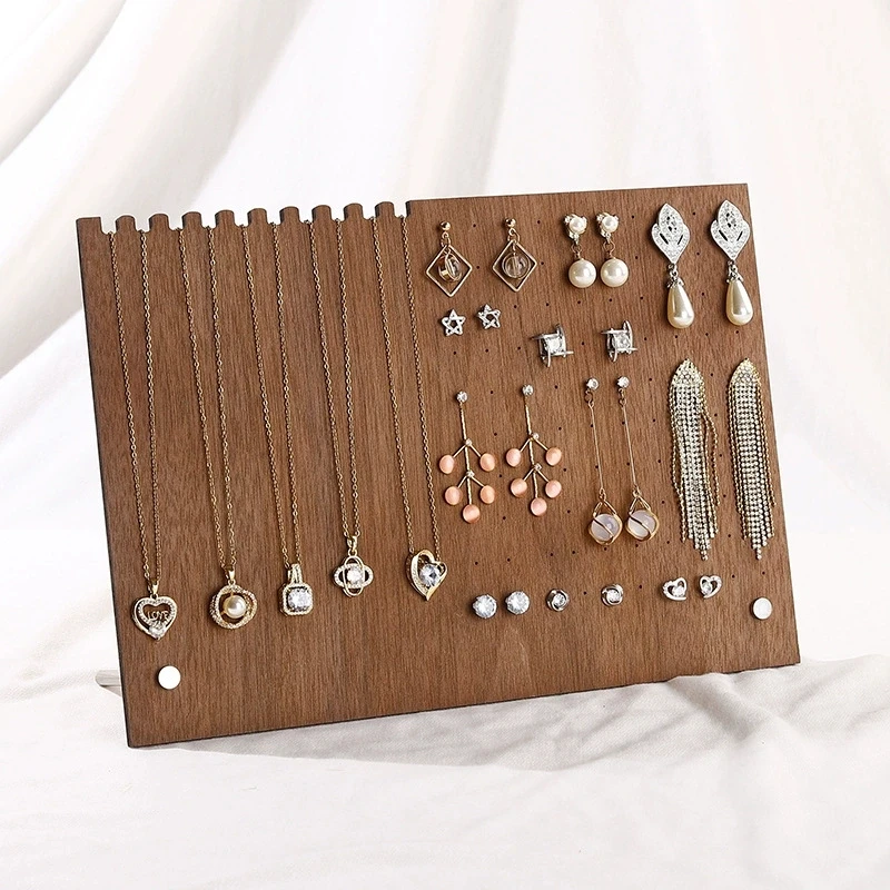 

Деревянный держатель для ювелирных изделий в стиле ретро, многофункциональные серьги, кулон, ожерелье, браслет, цепочка, стеллаж для хранения, стойка, витрина, реквизит