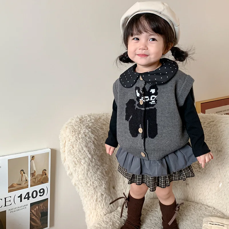 

Girls' Three-Piece Summer Outfit New Style2025Cartoon Anime Fashion Three-Piece Set Top+Vest+Skirt