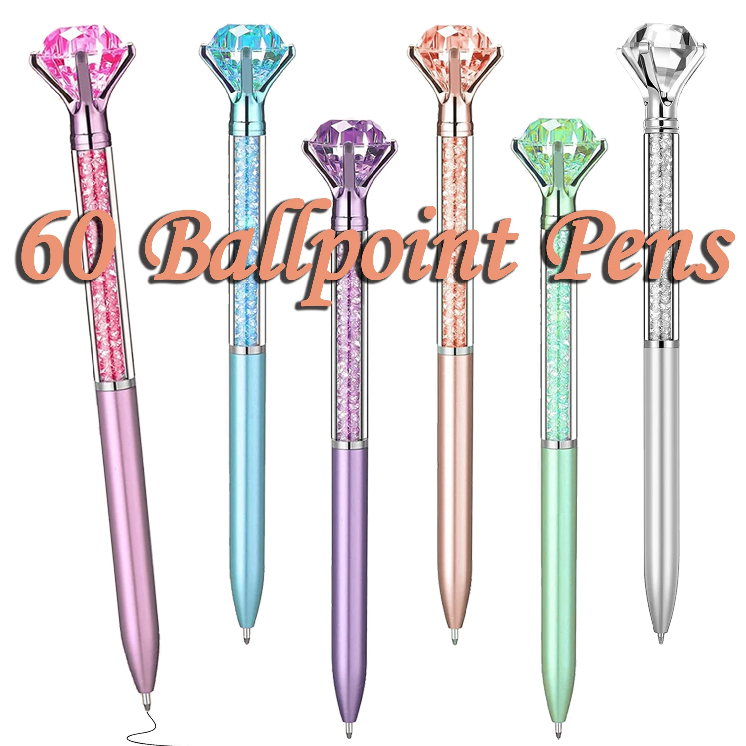 

60Pcs Crystal Diamond Gel Pen Diamond Ballpoint Pens Prize Office Student Writing Stationery