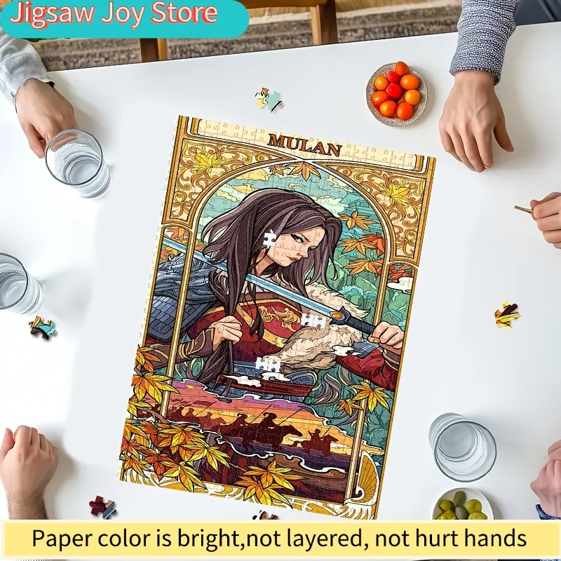 لغز مولان 1000 قطعة - مشهد فنون قتالية مع مولان، تصميم المحاربة الصينية، قطع كبيرة للبالغين والعائلات