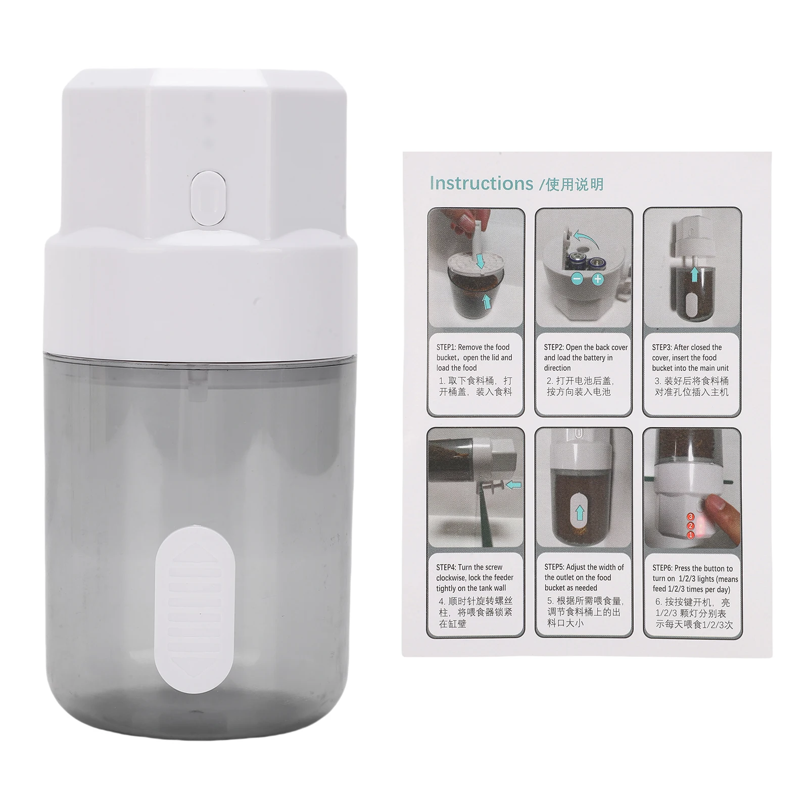 Automatic Fish Feeder Smart Timer 3 Feeding Modes Aquarium Feeder 350ml Large Capacity Adjustable Opening  Feeder Power By