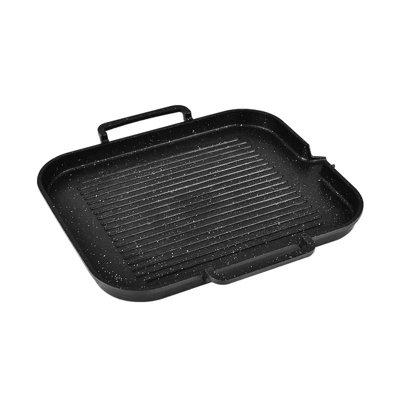 Aluminum Frying Pan Non-stick Barbecue Frying Pan Korean BBQ Tray Square Barbecue Grill Tray Kitchen Cooking Cookware