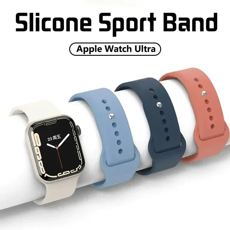 Silicone Strap For Apple Watch Band Ultra 49mm 45mm 44mm 41mm 40mm Watchband Wrist Bracelet correa iwatch Series 3 4 5 6 7 8 SE