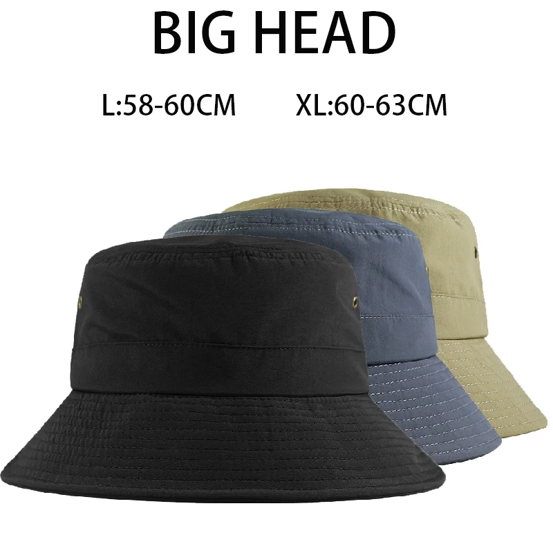 Top Quality Fast Dry Big Head Plus Size Bucket Hat for Men Pure Color Panama Fisherman Hats Korean Women Sun Hiking Fishing Hat