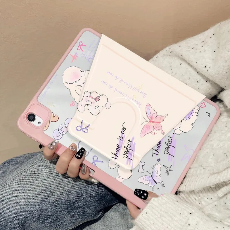360 Degree Rotation Smart Cover for IPad Mini 6 Case IPad 10th Gen Air 4/5 10.9 Pro11 Inch IPad 10.2 7th 9th 8th Butterfly Puppy