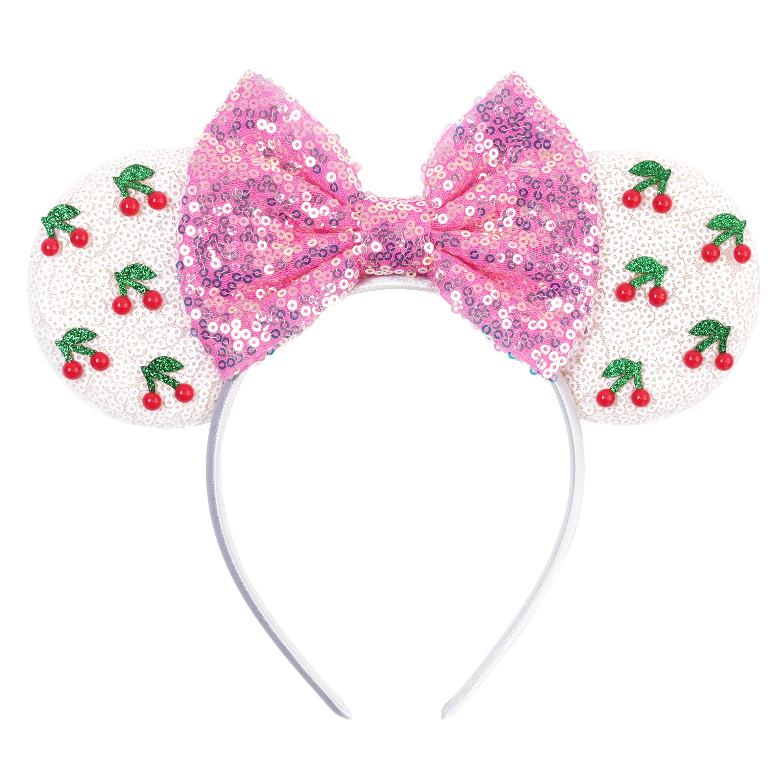 Pailletten-Mausohren-Stirnbänder, bunte, kirschglänzende Schleifen-Stirnbänder für Kinder, Mädchen, Frauen, Haar-Accessoires, Erwachsenen-Haarbänder