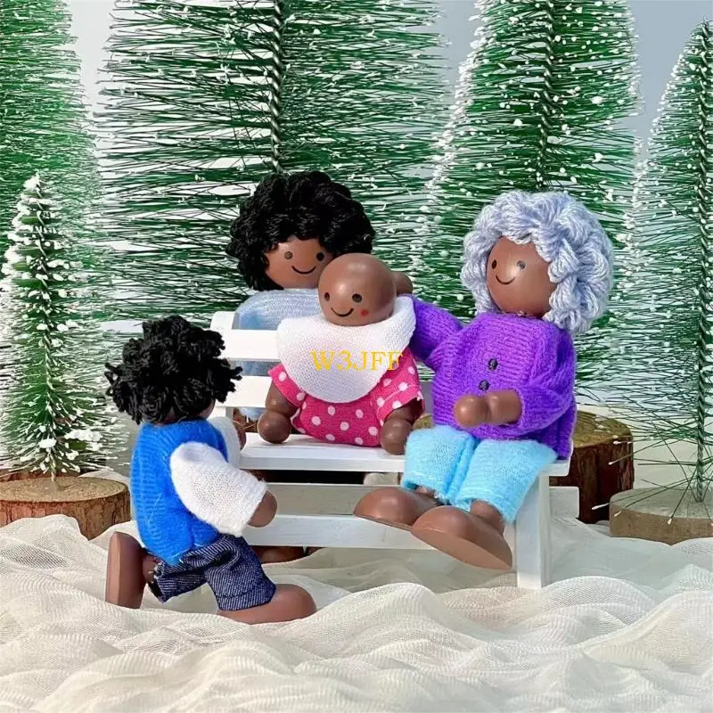 W3JF Flexible Gliedmaßen -Holzspielzeug -Leute für Kinder Familiengeschichtenerzählen und Bildungsspiel