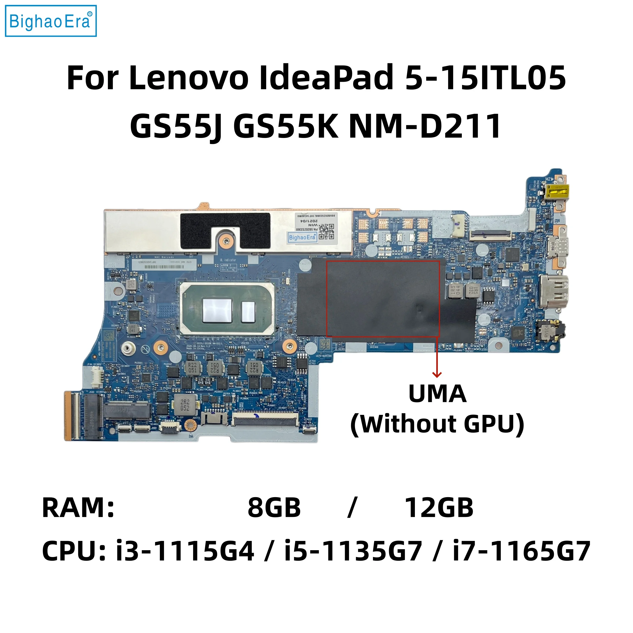 GS55J GS55K NM-D211 For Lenovo IdeaPad 5-15ITL05 Laptop