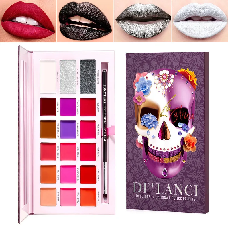 18-Color/25-Color Lipstick Plate Set Non-Stick Waterproof Lip Gloss Combination Makeup Tool Kit with Separate Cups