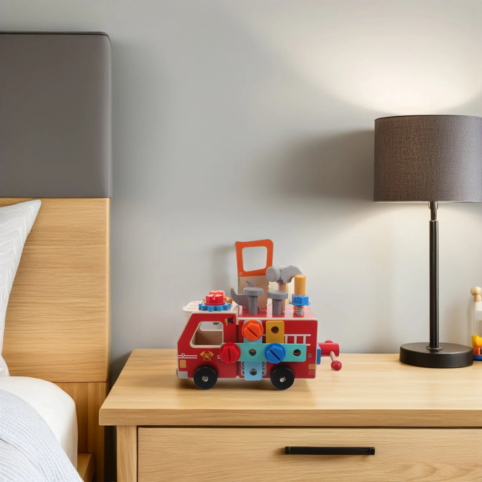 1 Juego de herramientas de camión de madera Montessori, construcción de vástago educativo, juego de simulación, Kit de aprendizaje para niños, juego de herramientas de camión de madera