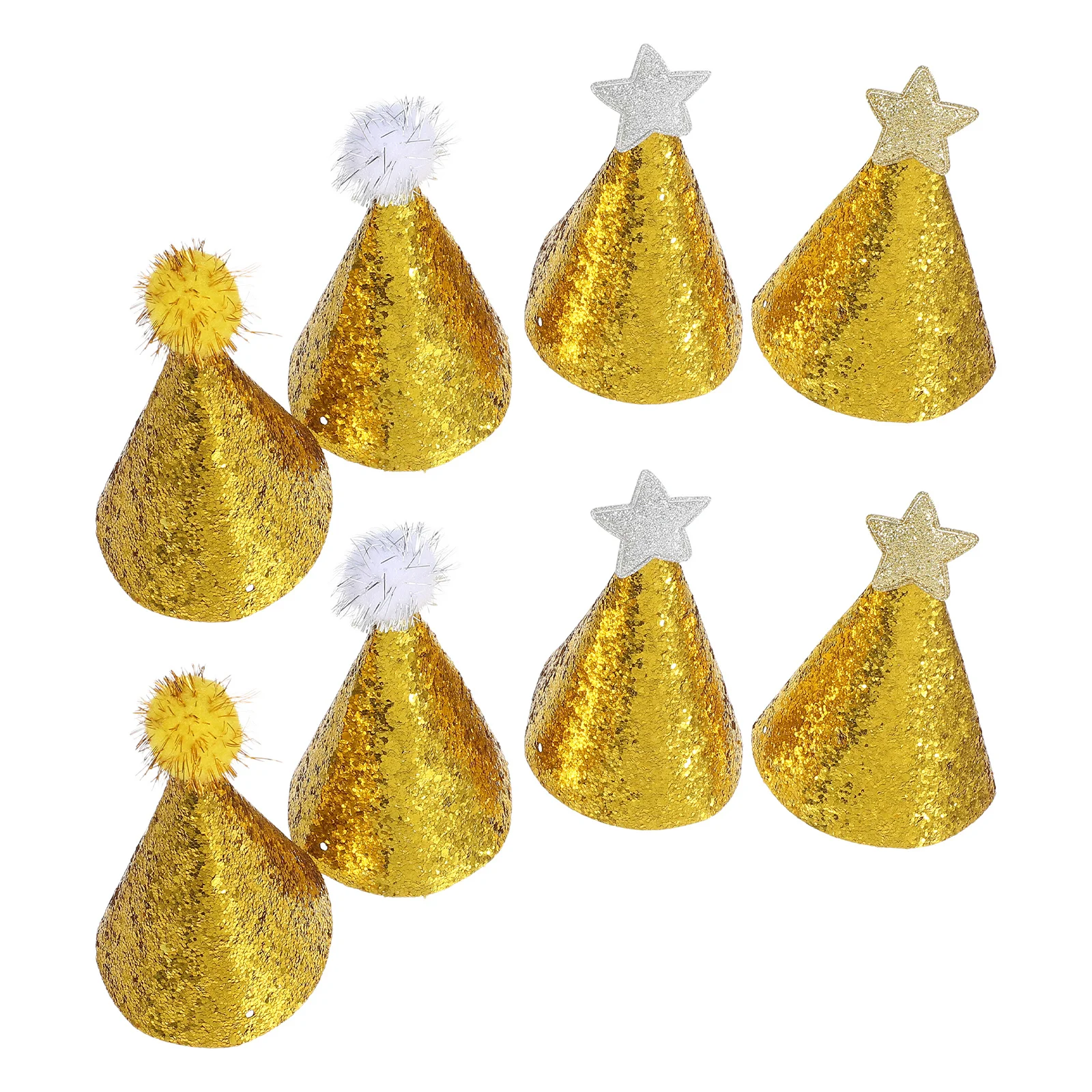 

8pcs Hats For Shiny Crown Design Birthday Party Cone Caps Decorative Headwear Birthday Celebration Decoration Party Favors