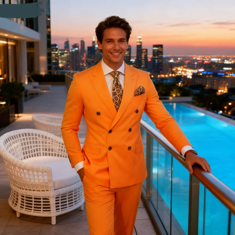 

Men's Peak Lapel Blazer And Pants Set Formal Business Tuxedo Wedding Groom Monochromatic New Fashion 2 Piece Suit