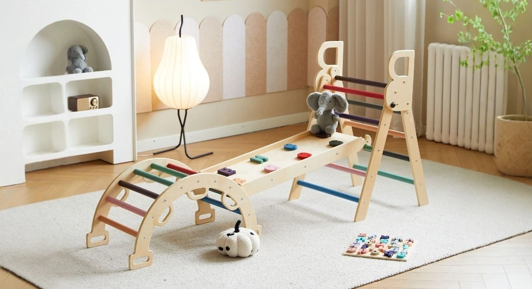 Baby Indoor Slide Slide Combination Sensory Integration Training Game Solid Wood Climbing Frame