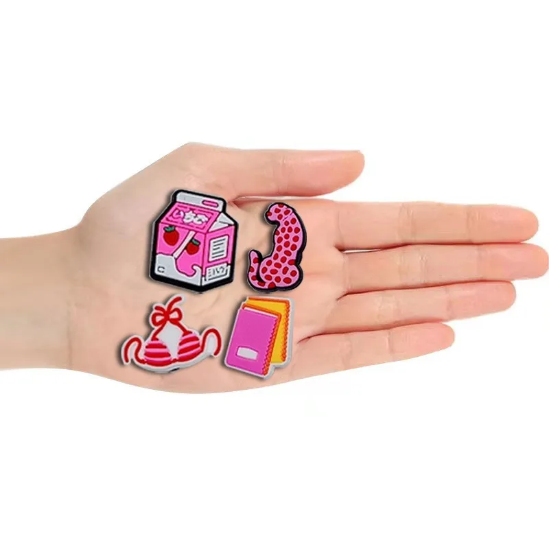 31pcs Pink Valentine Shoe Charms Set For Clogs Bogg Bag Bubble Slides Sandals, PVC Shoe Decorations Beach Bag Accessories Gift image 4
