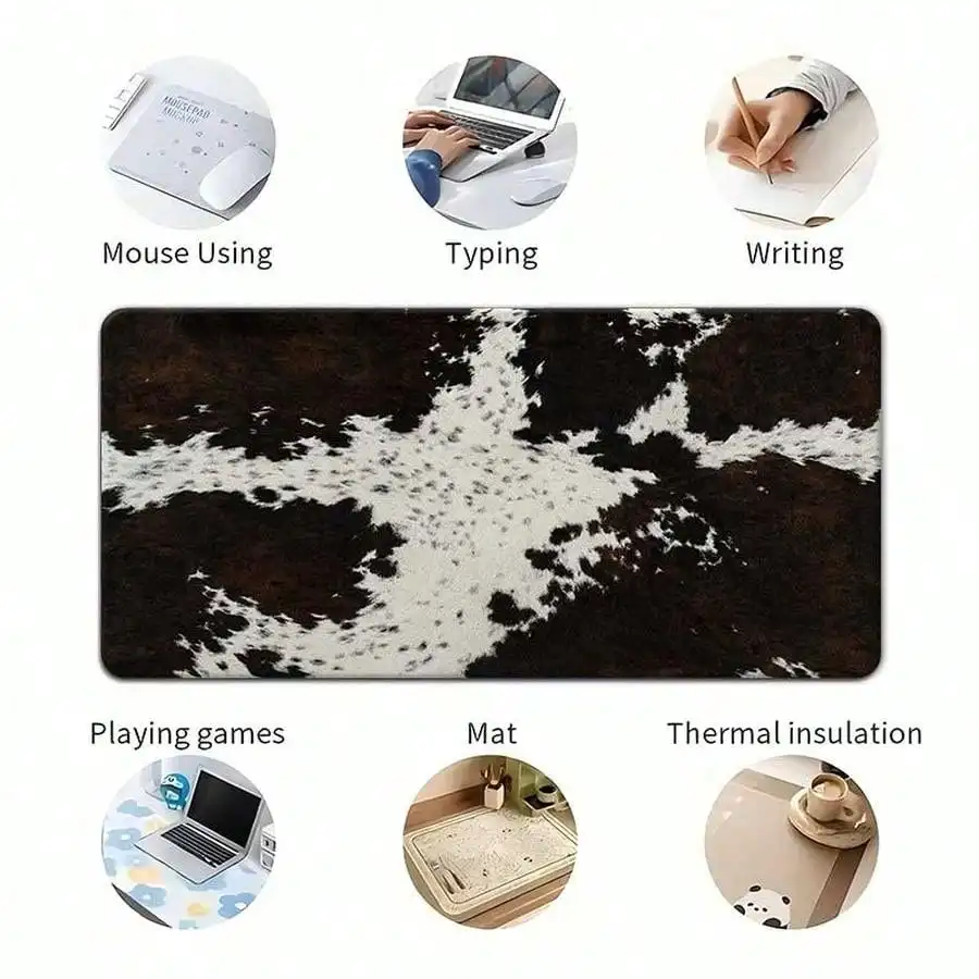 Muismat/bureaumat met koeienhuidprint – antislip comfortprecisie voor gaming/kantoor (vakantiecadeau)