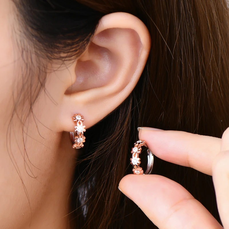

Ehhai 2.2mm Round Moissanite Flower Hoop Earrings for Women Original S925 Sterling Silver Earring Jewelry Gifts with Certificate