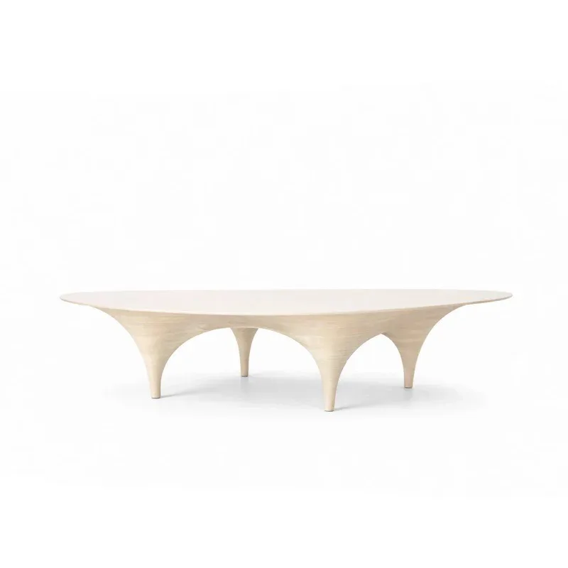 Modern simple oval solid wood dining table four-legged support large apartment light luxury dining table