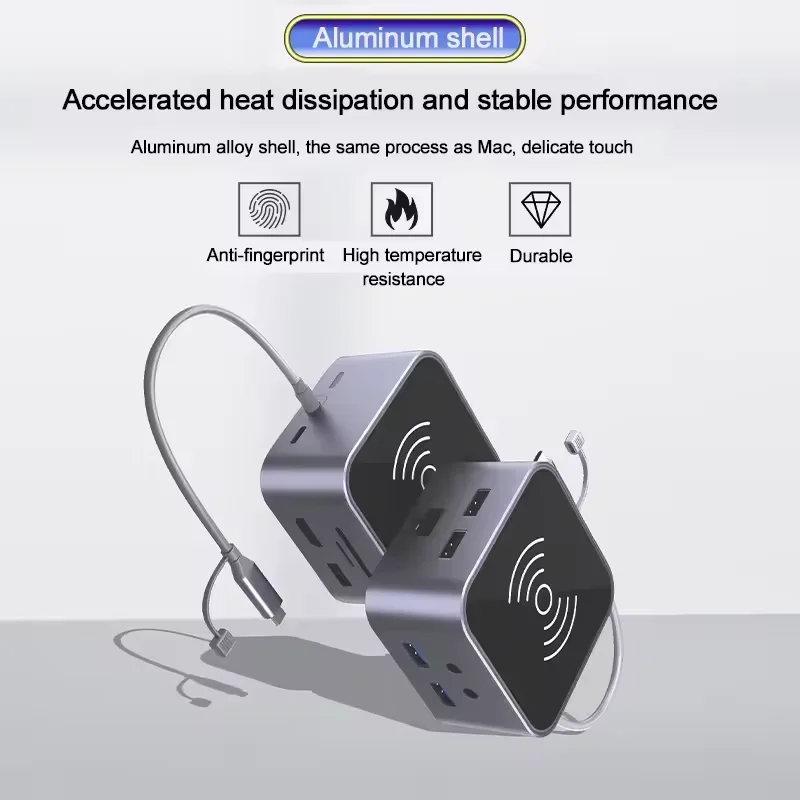 JSCU 14-1 Docking Station with Wireless Charging,Triple and 4K Display,HDMI for USB C Hub, 100W PD, 5 USB Ports,SD,TF,VGA