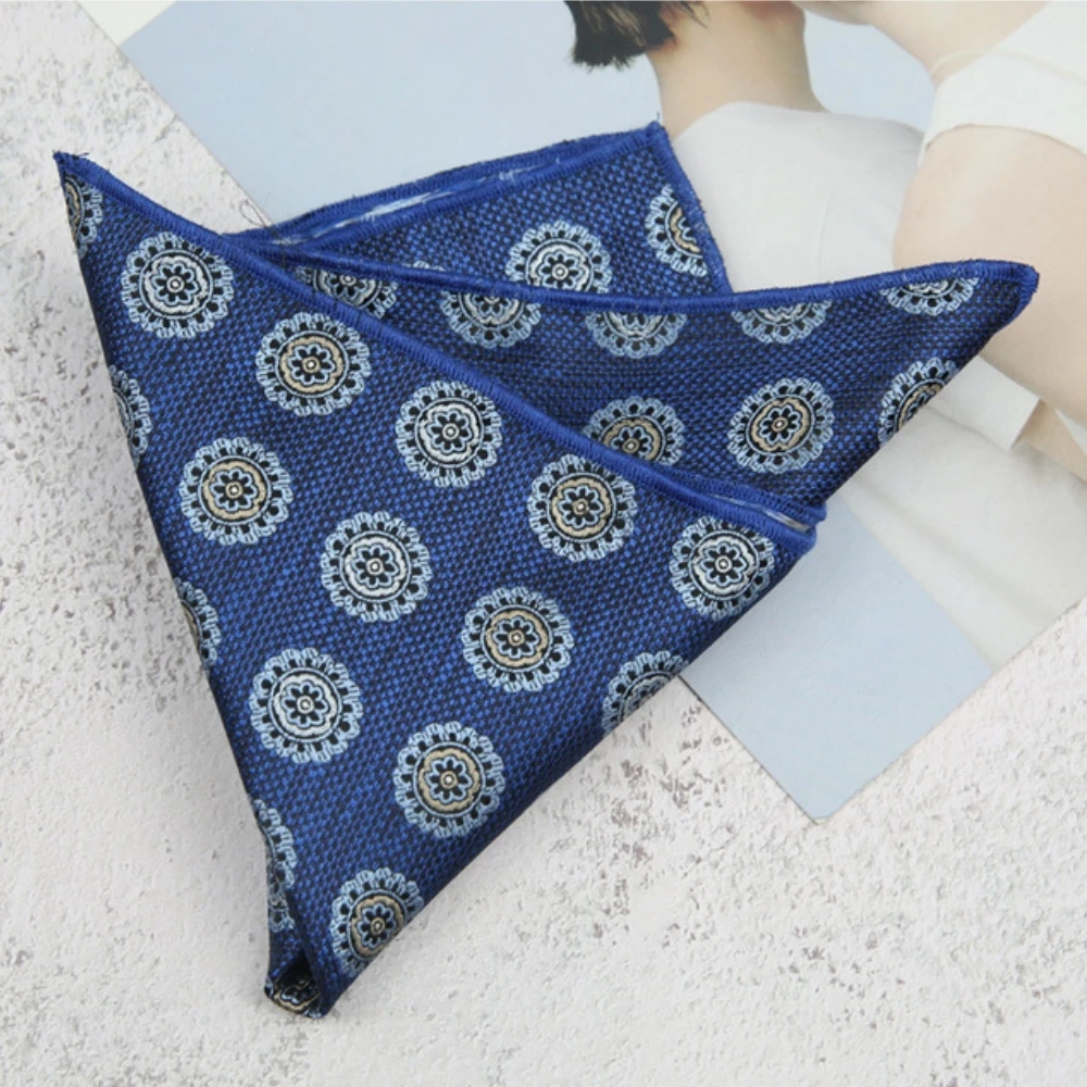 Toalla cuadrada de bolsillo clásica para hombre de 23cm, pañuelo a rayas de Cachemira de poliéster, accesorios para traje y camisa, pañuelo rojo marino para fiesta de boda