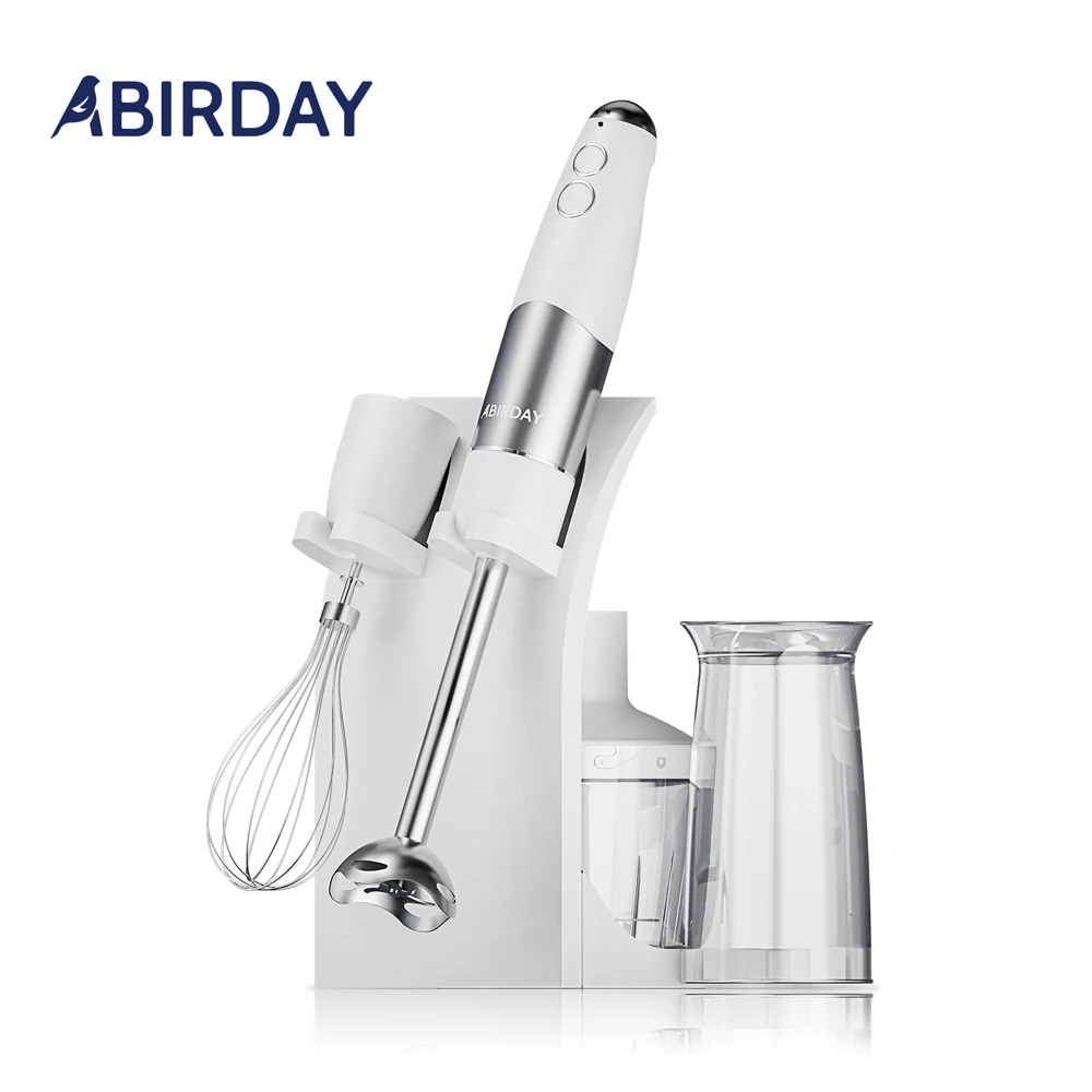 800W 4-in-1 핸드 이머전 블렌더, 스테인레스 스틸 스틱 푸드 믹서, 600ml & 500ml, 화이트