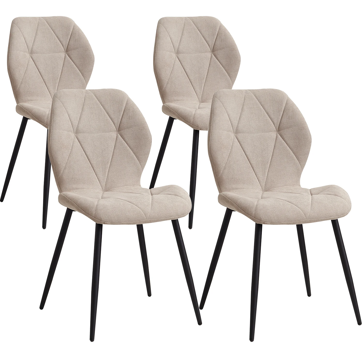 GrandCA HOME Lot de 2/4/6 chaises de salle à manger modernes, rembourrées, en tissu de lin, chaises de bureau minimalistes pour cuisine et salle à manger