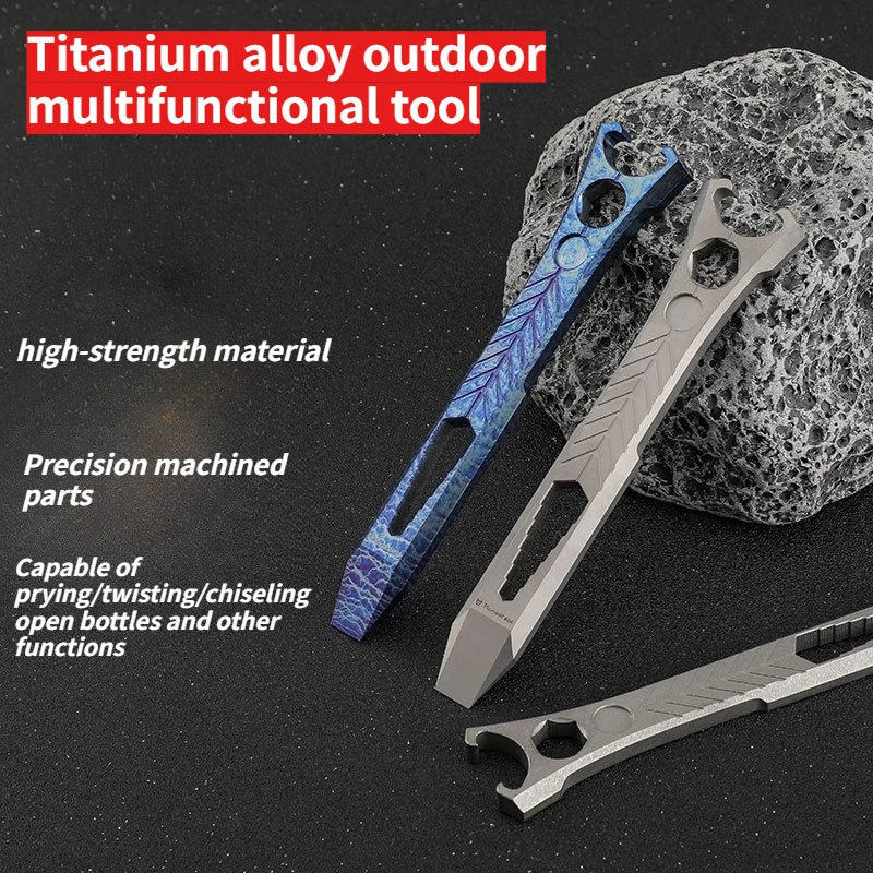 

Titanium Alloy Outdoor Multifunctional Pry Bar Bottle Opener Hexagonal Wrench Portable Camping EDC Pry Bar Small Tool