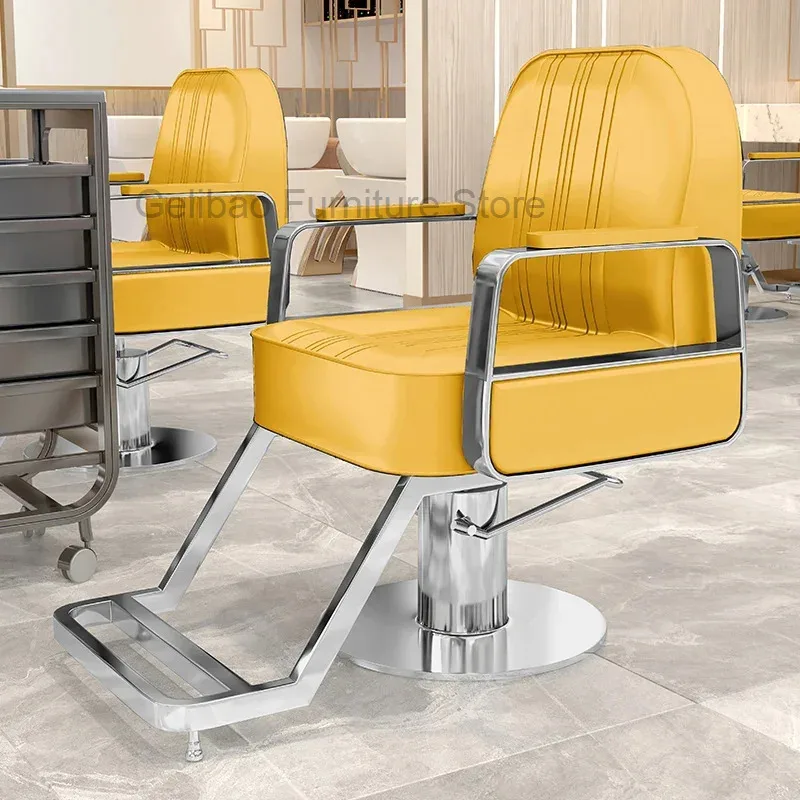 

Barbing Salon Chairs Professional Makeup Chair Vintage Barber Adjustable Beauty Tilted Barbershop Gold Waiting Barberia Shampoo