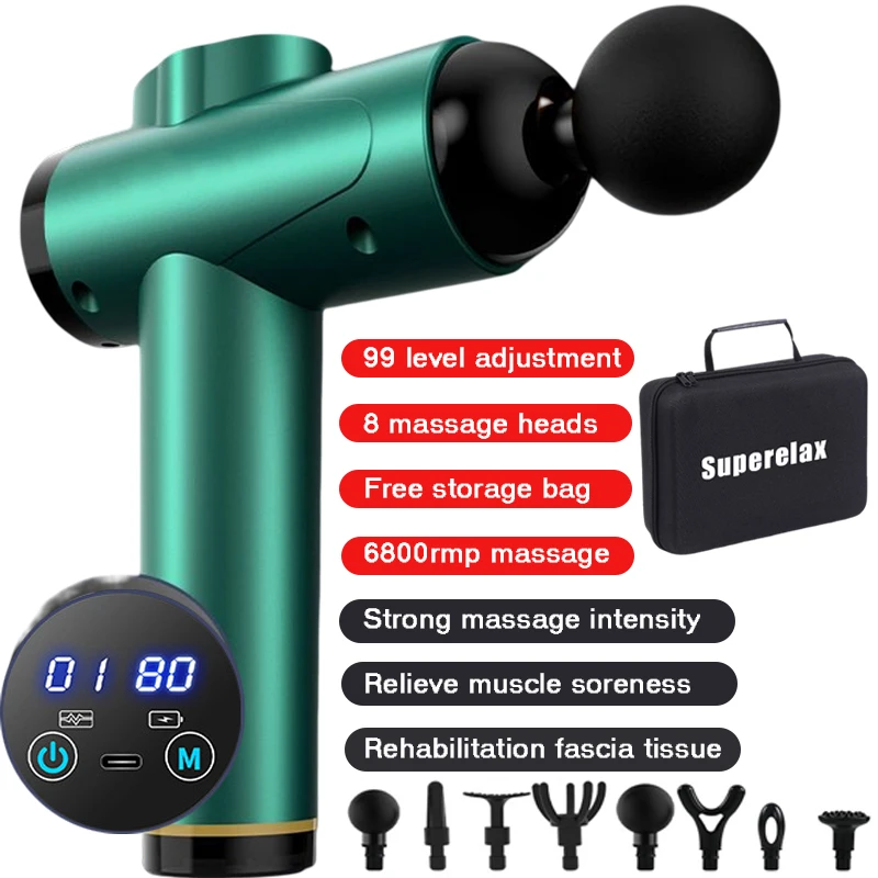 99 Gear Professional Muscle Massage Gun Lcd Masajeador Body Electric Massager for Neck and Back Gym Relaxation Treatment Pain