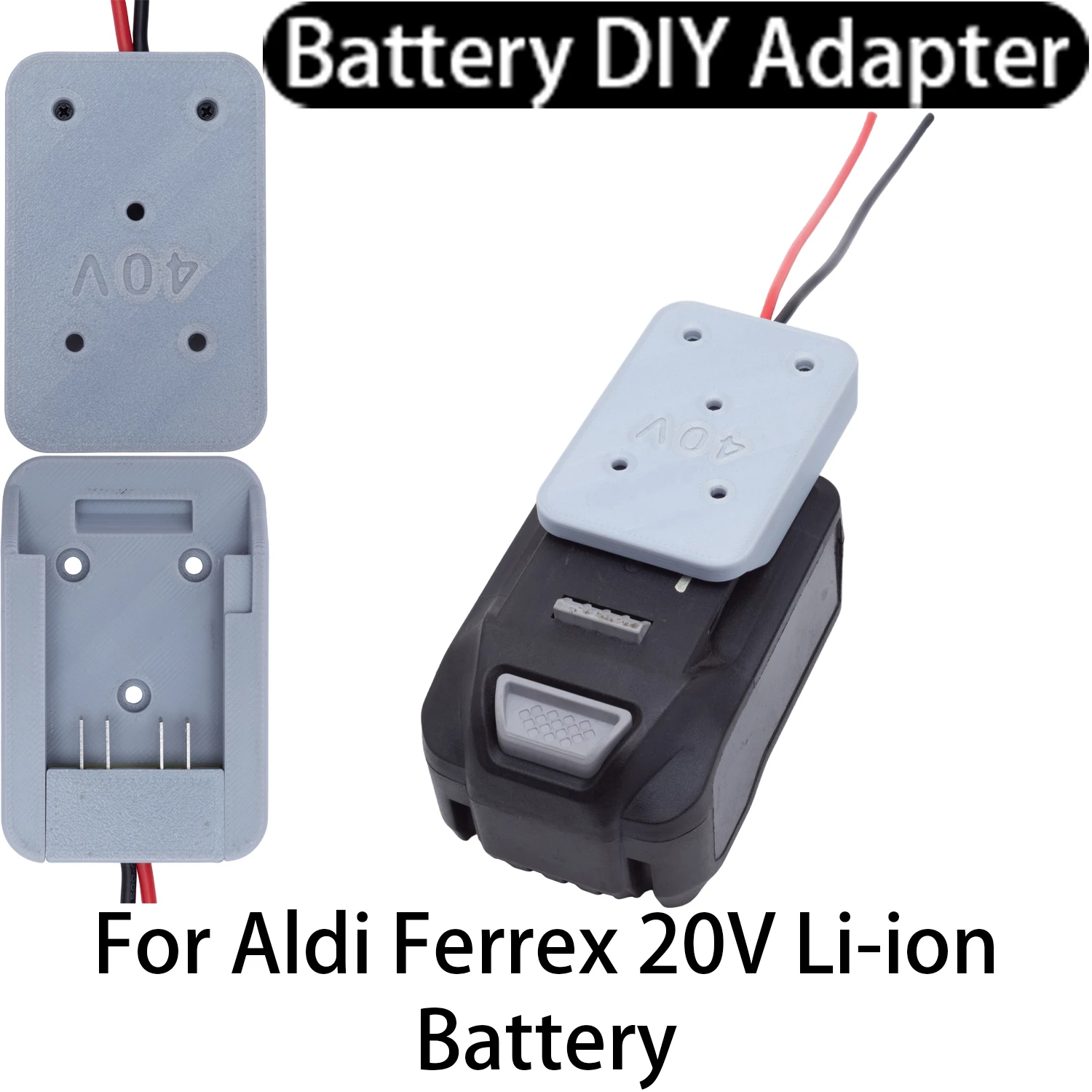 Für Aldi Ferrex 40V Li-Ionen-Akku DIY-Adapter Selbstumgebautes Spielzeugauto, Roboter DIY-Stromversorgung 14AWG Kabelstärke DIY-Adapter