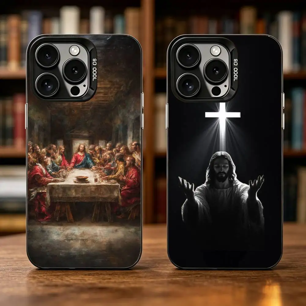 

Jesus C-Christ Phone Case For iPhone 17,16,15,14,13,12,11 Plus,Pro Max,XS,Colorful Silver Black Cover