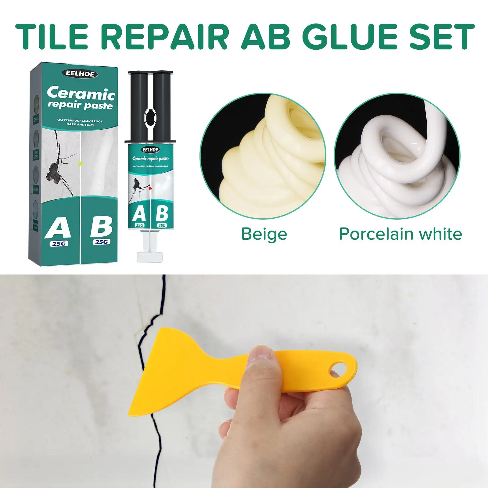 AB Tile Repair Agent Paste Floor Toilet Bathroom Sink Tile Repair For Fiberglass Porcelain Ceramic Fix Shower Repair Kit Re I0A2