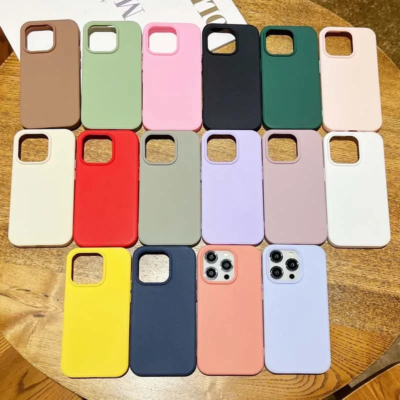 Simple Solid Color Lens Bumper Shock Protection Phone Case for IPhone 16 14 15 Pro Max 13 Soft Matte Cover for IPhone 16pro