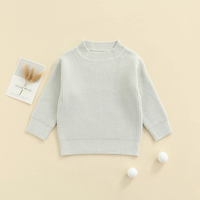 Winter Unisex Baby Toddler Boy Girl Pullover Sweater Long Sleeve Solid Warm Oversized Knit Sweater Kids