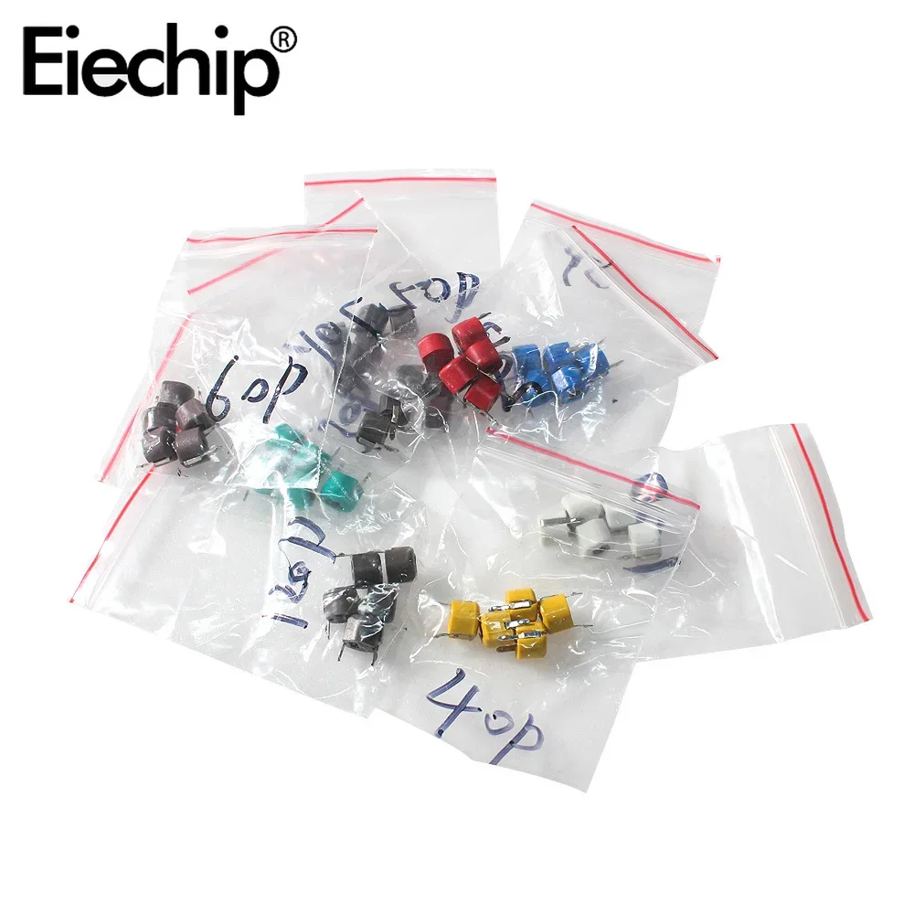 45PCS JML06 Trimming Capacitor Combination Kit with 9 Values, Variable Capacitor Set 5PF10PF 20PF 30PF 40PF 50PF 60PF 70PF 120PF