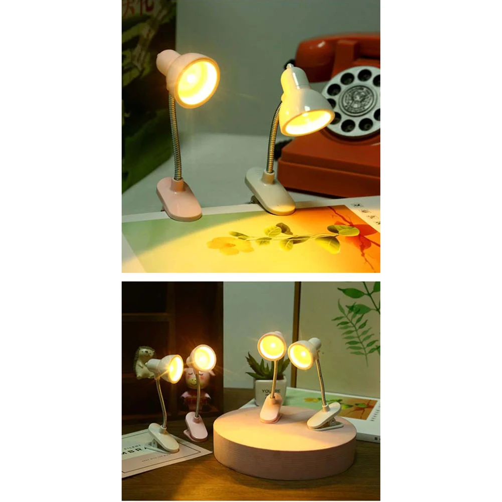 

Led Night Lights Cute Mini Table Lamp 360 Degree Rotatable Student Eye Protection Clip-on Reading Lamp