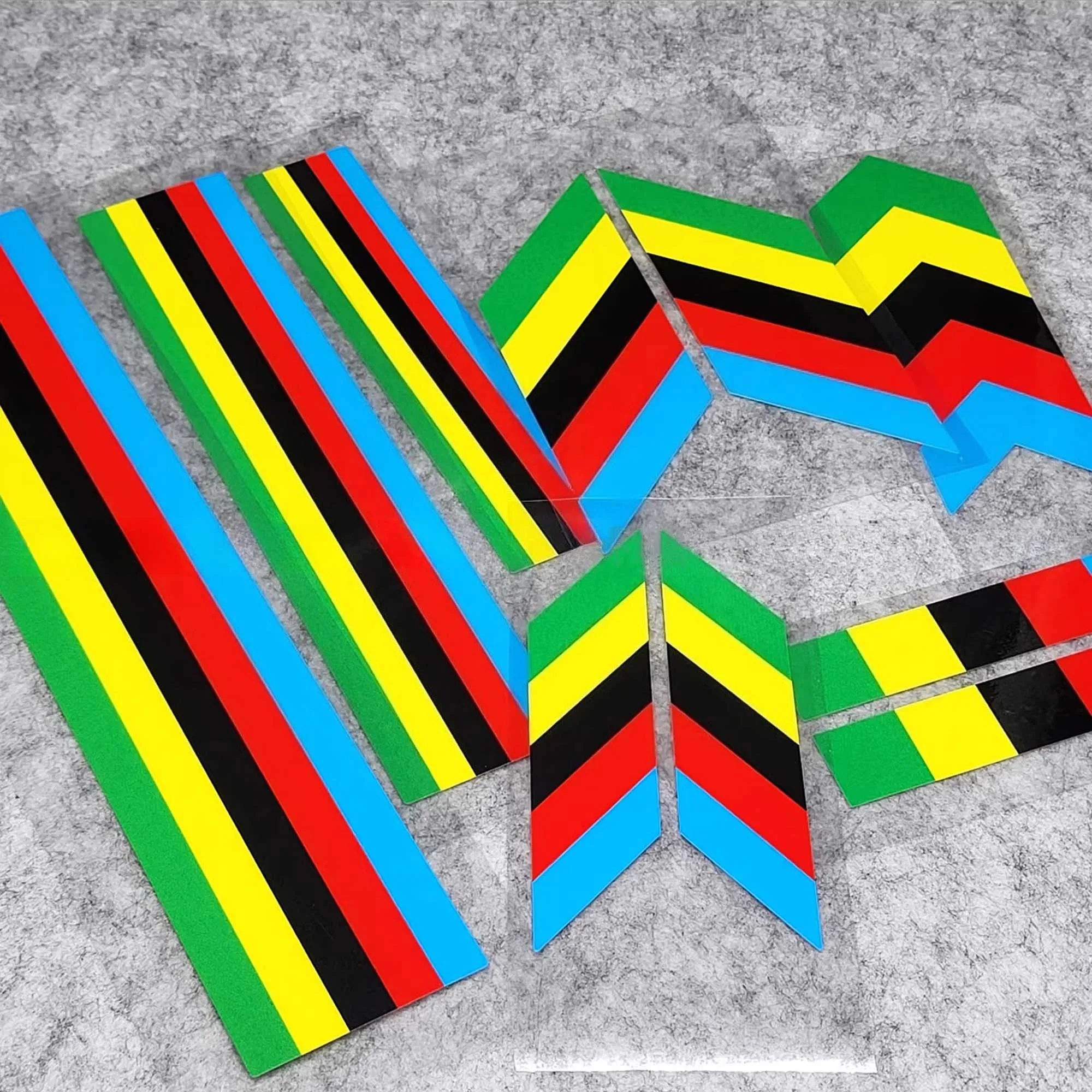 AliExpress NONE Vinyl Decal for Mountain Bike Forks, Handlebars, Upper Tubes Rainbow Track Bike Stripe Sticker, Water and Sun Protection