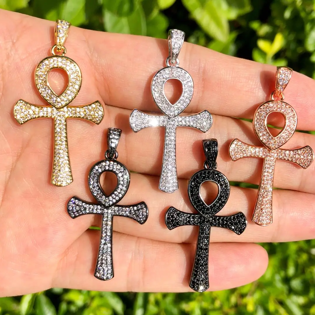 

5pcs Zirconia Pave Ankh Charms