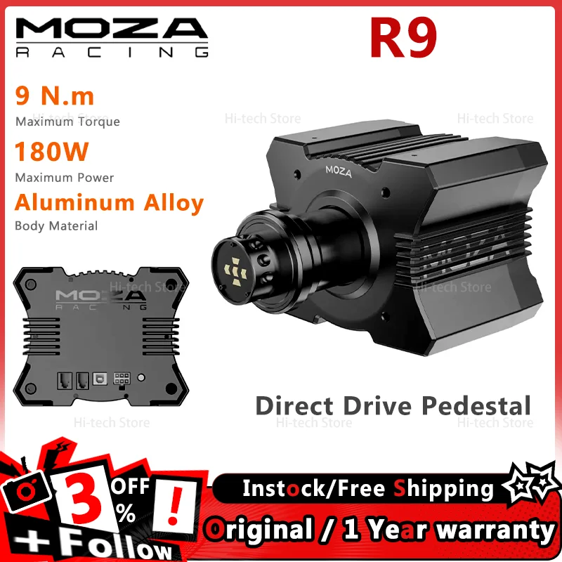 MOZA Racing R9 V3 Radstand, Direktantrieb-Radbasis, 9 N·m Drehmoment mit Gehäuse aus Aluminiumlegierung in Luftfahrtqualität