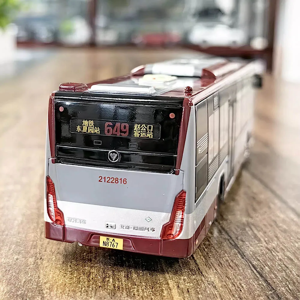 1:64 Beijing Bus Model Alloy Red Eagle 649 Road 701 Beiqi Foton Ouhui BJ6123C7BCD Bus Model Toy