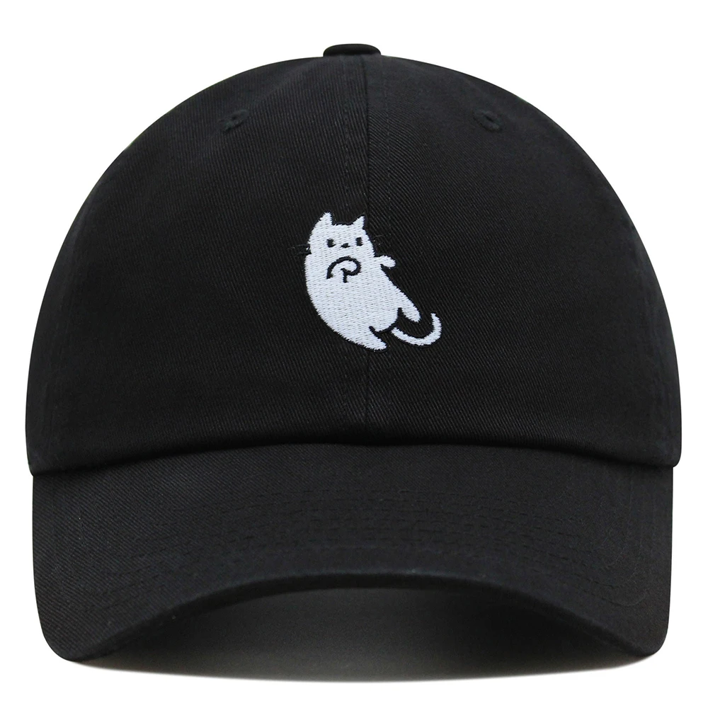 White Cat Dad Hat Embroidered Cartoon Kawaii Baseball Cap Adjustable Unisex Summer Sun Hats