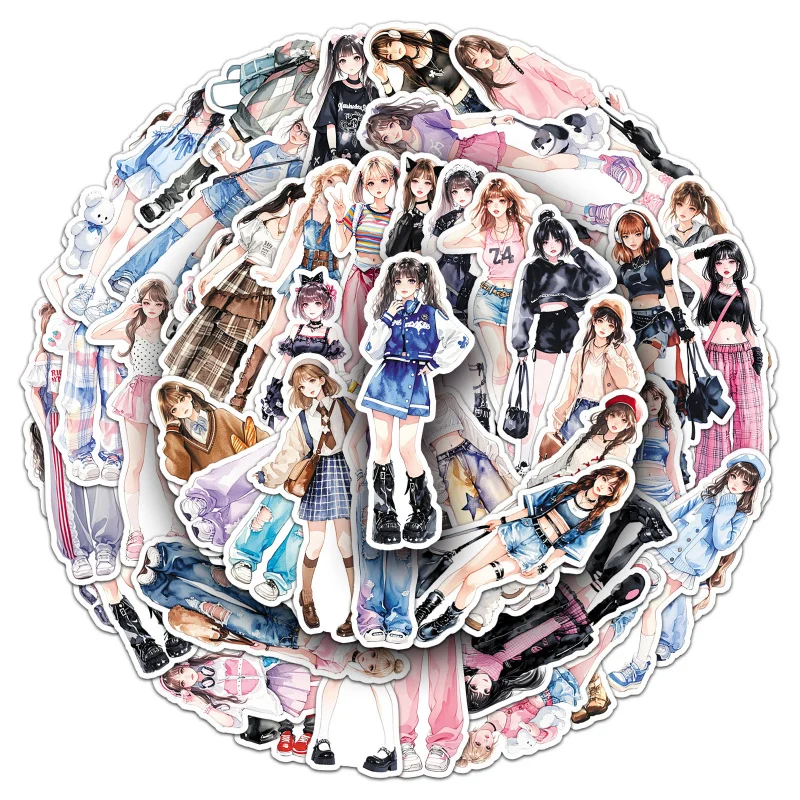 50Pcs Personalized Outfit Creative Fashion Fun Cool Personalized Stickers Phone Case Bicycle Guitar Decoration Stickers