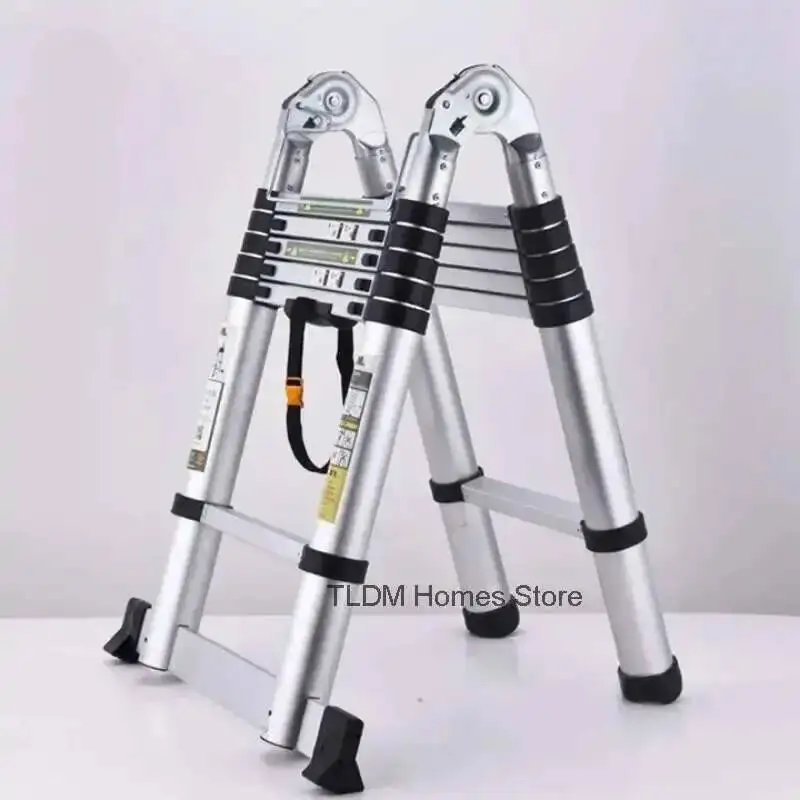 

Herringbone Aluminum Telescopic Ladder Foldable Non-slip Stairs Industrial Household Folding Alloy Ladder Max Load 150kg F