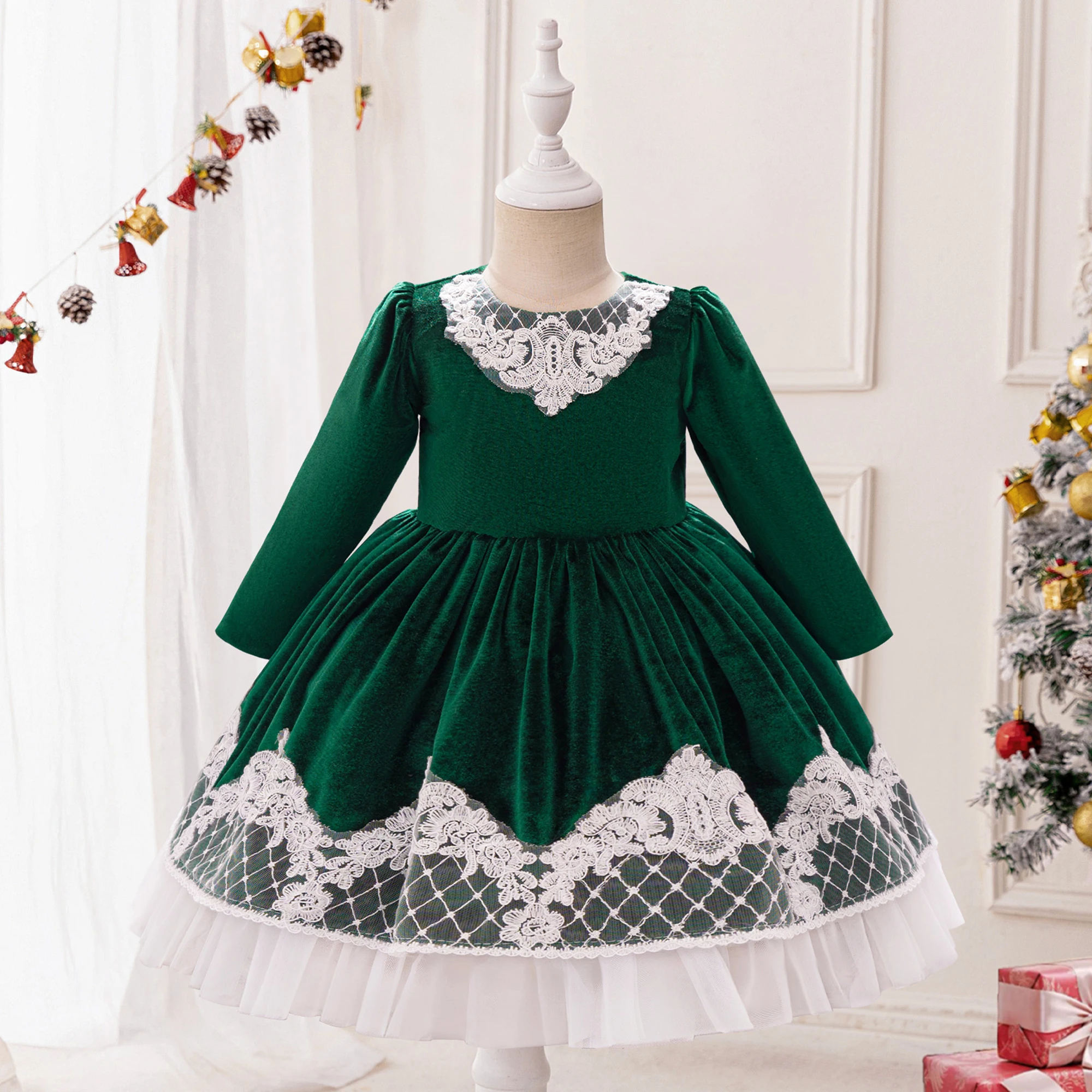 Baby Christmas Party Girls Costume Carnival Halloween Deer Candy Santa Claus Green Birthday Princess Dress Wedding Kids Clothes